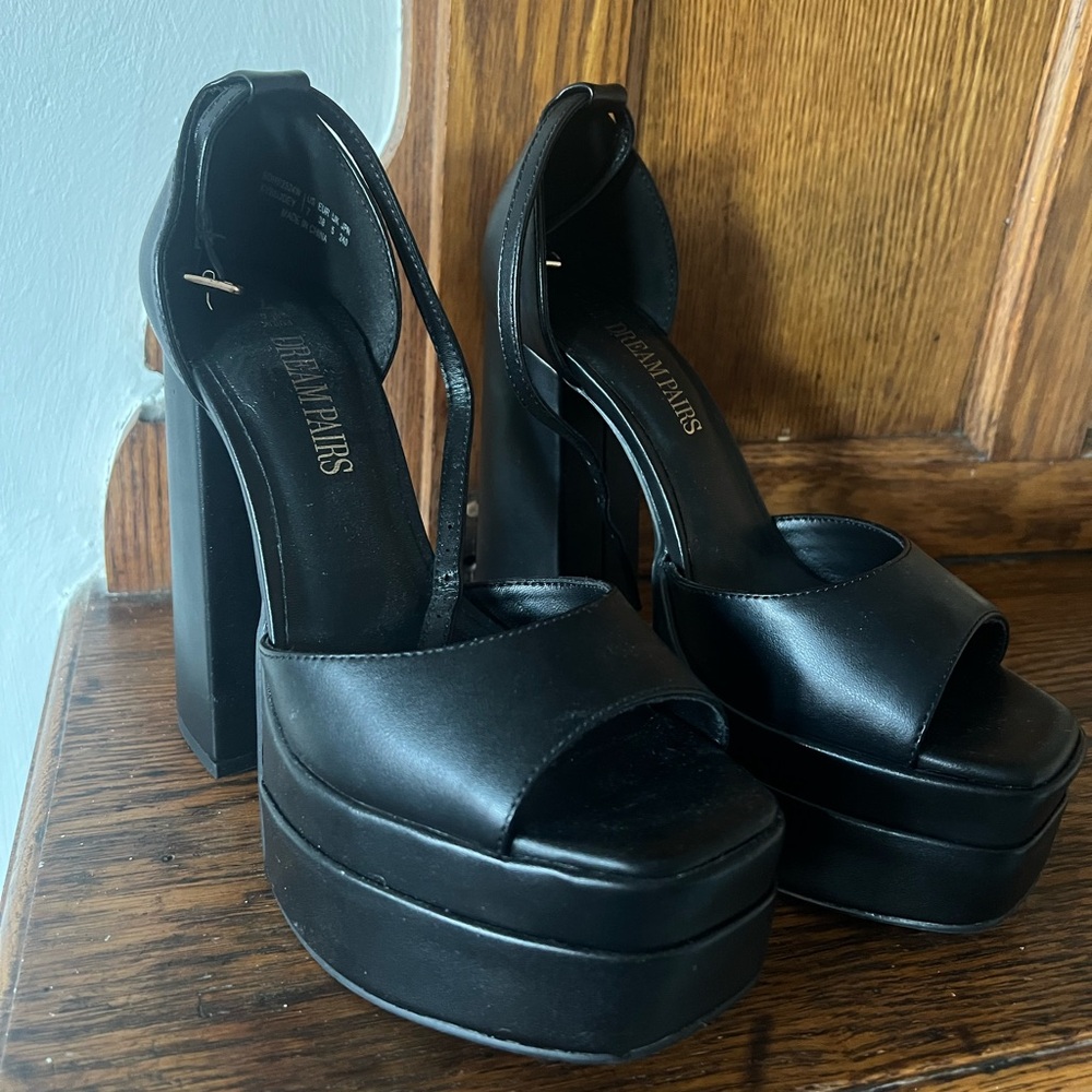 Chunky Black Platform Heels Whimsigoth Goth Edgy Coquette Y2K Indie Sleeze